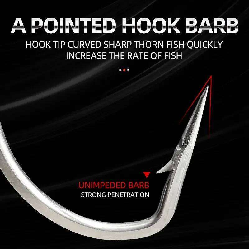 40PCS/70PCS BOX Stainless Steel Saltwater 34007 Long Shank Hook Fishing Accessories 1/0-7/0 Z260228