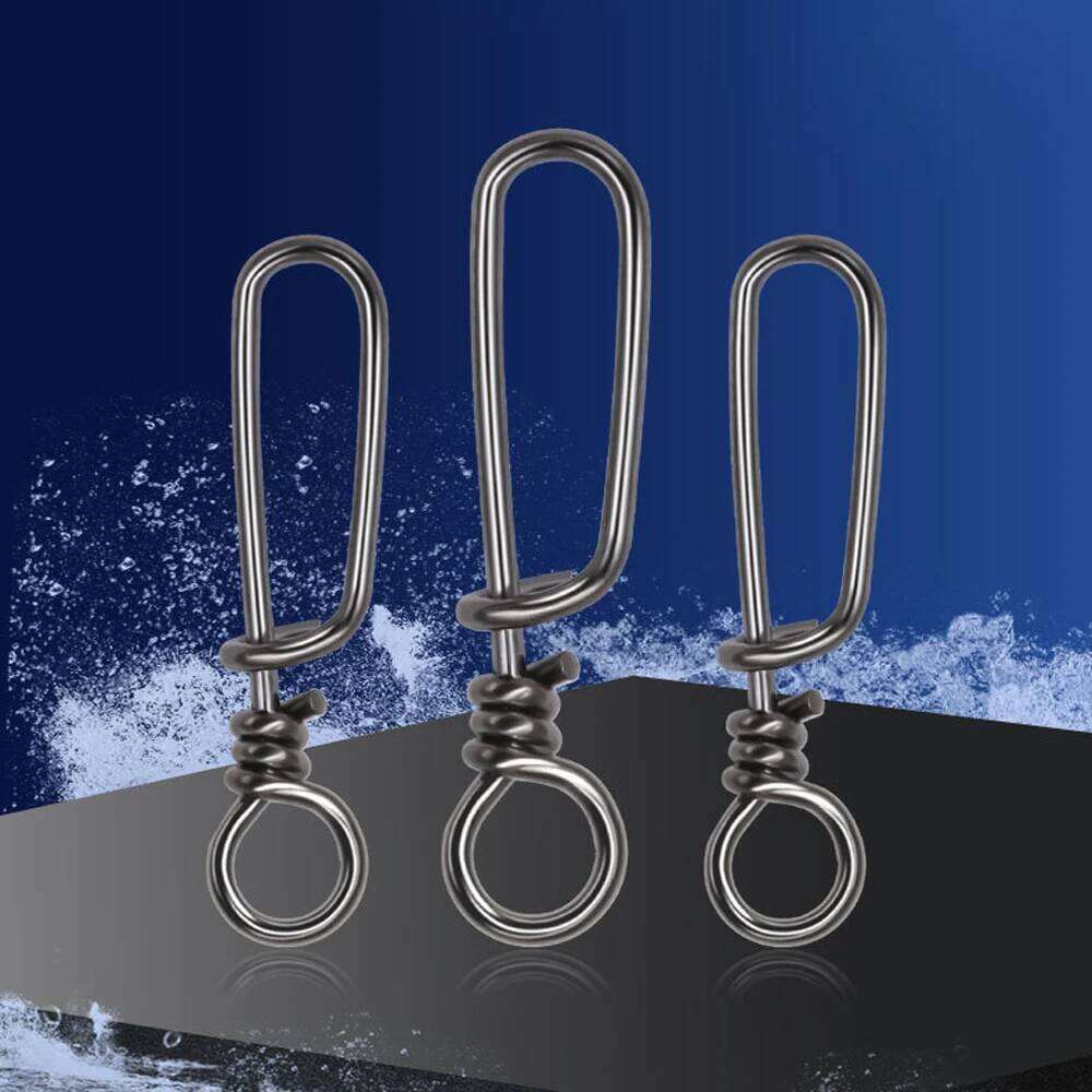 DNDYUJU 50-200pcs Stainless Steel Squid Connector Snap Lure Pin Swivel Solid Rings Safety Snaps Fishing Hook Z260228