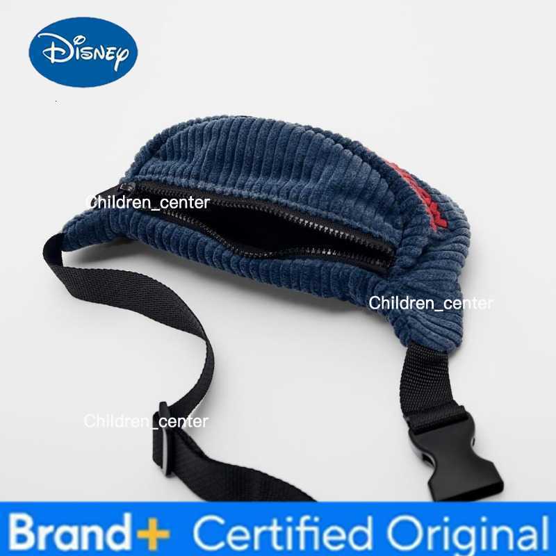 Disney blue embroidered Mickey Mouse cute mini crossbody bag corduroy fabric childrens small waist bag H260228