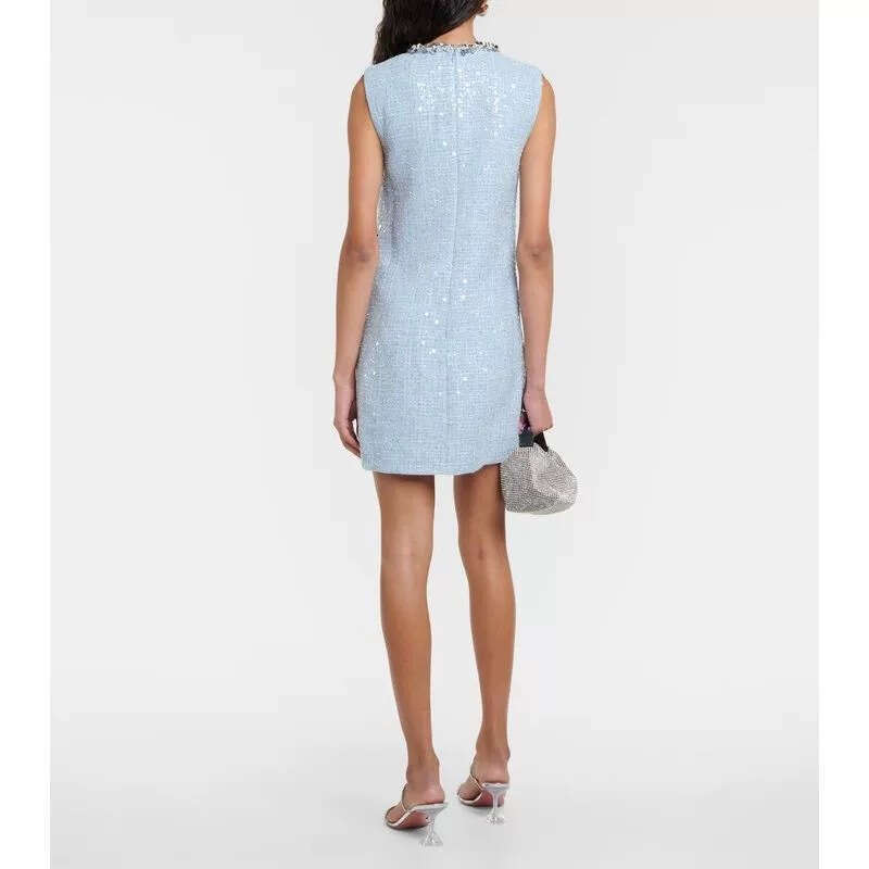 2026 Autumn/Winter New Fashionable Luxury Elegant Women's Style Water Diamond Hollow Design Glitter a2 Slim Sleeveless Dress