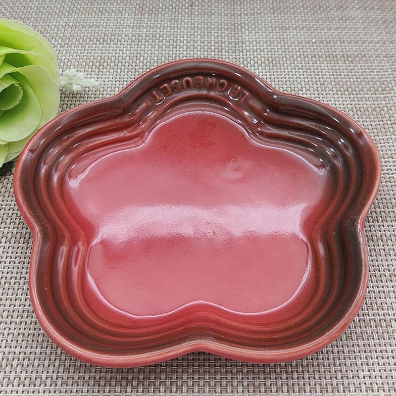 French Home Ceramic Underglaze Colored Small Plum Blossom Plate Handmade Flower Shaped Side Dish Decorative Dessert Tray 241217