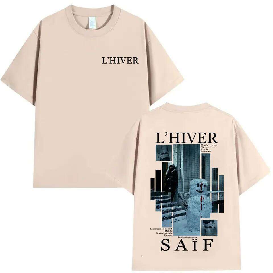 Rapper L'HIVER Saif Album 2025 Graphic T Shirt Men's Gothic Hip Hop Short Sleeve T-shirts Vintage Cotton T-shirt Fans Streetwear C260228 - view 6