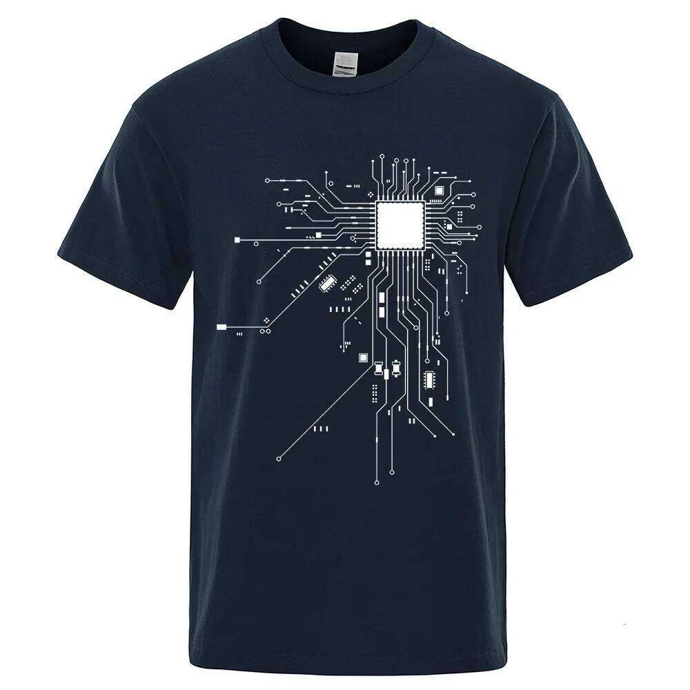 Schema Del Circuito Del Processore CPU T-Shirt Estiva Divertente Da Uomo In Cot…