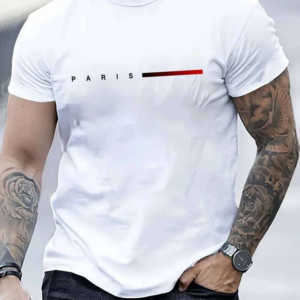 Men's 100% cotton summer loose Creative Letter print casual slim fit round neck short sleeved T-shirt top C260228 - view 3