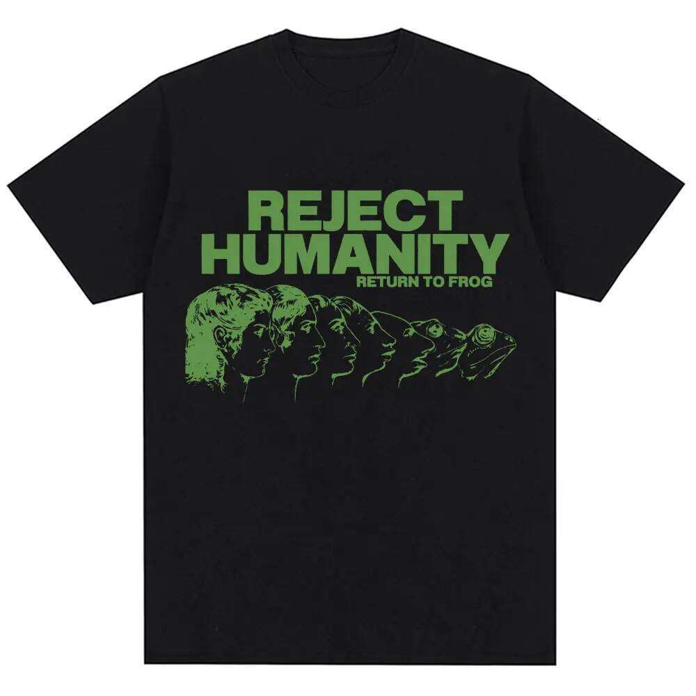 Reject Humanity Return To Frog Funny Meme T-shirt Humor Fashion Design Men Women T Shirts Animorphs Evolution Loose Cotton Tees C260228 - view 4