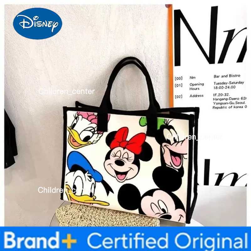 Disney 2025 New Minnie Fashion Cartoon Canvas Large Capacity Womens Shoulder Bag Commuting Casual Versatile Tote Crossbody Bag H260228