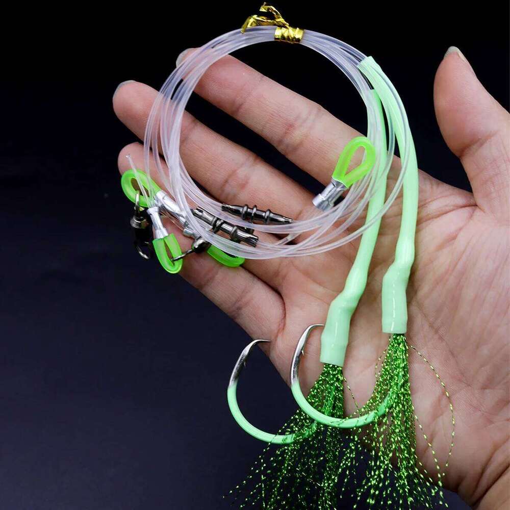 1pc Deep Sea Cod Rig Strong Line with Luminous Tube Black Circle Hook Ideal Saltwater Fishing Rigs Z260228