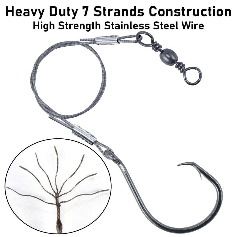 5pcs Rigs Octopus Circle Hooks with Stainless Steel Wire Leaders Catfish Hook Surf Fishing Rig Bass Z260228