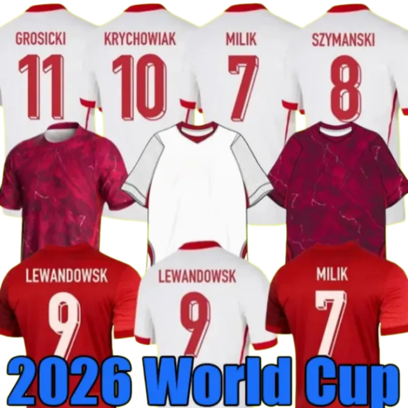 2026 World Cup Poland New Men Home Away Polska National Team LEWANDOWSKI Soccer Jerseys BEDNAREK CASH ZIELINSKI SZYMANSKI KIWIOR Polish kids kits Football Shirt