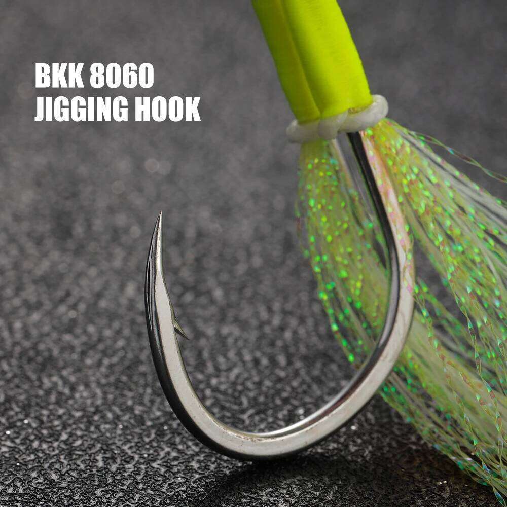 Jiggingpro 1/0 2/0 3/0 4/0 Sea Tackle Slow Jigging Fishing Hook Glow Double Assist Hooks Z260228