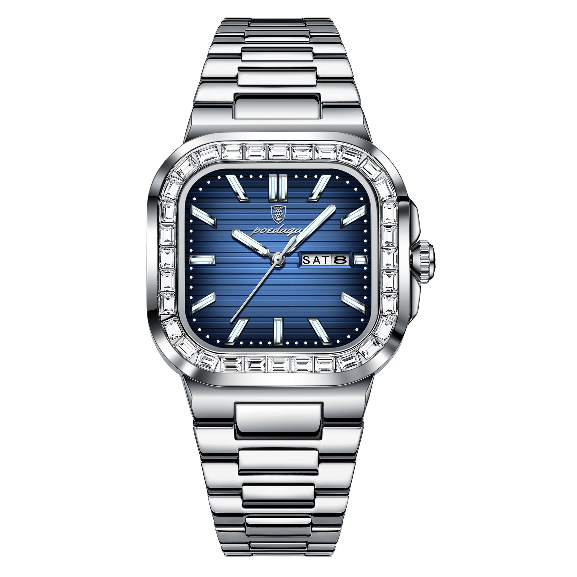 Swiss Designer Watch Brand Diamond Inlaid Men's Watch New Luxury Watch Dual Calendar Fashion Quartz Watch Steel Strap - view 9