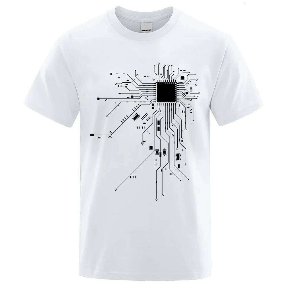 CPU Processor Circuit Diagram Summer 2D Cotton Men's Fun Top Fashion T-shirt C260228 - view 5