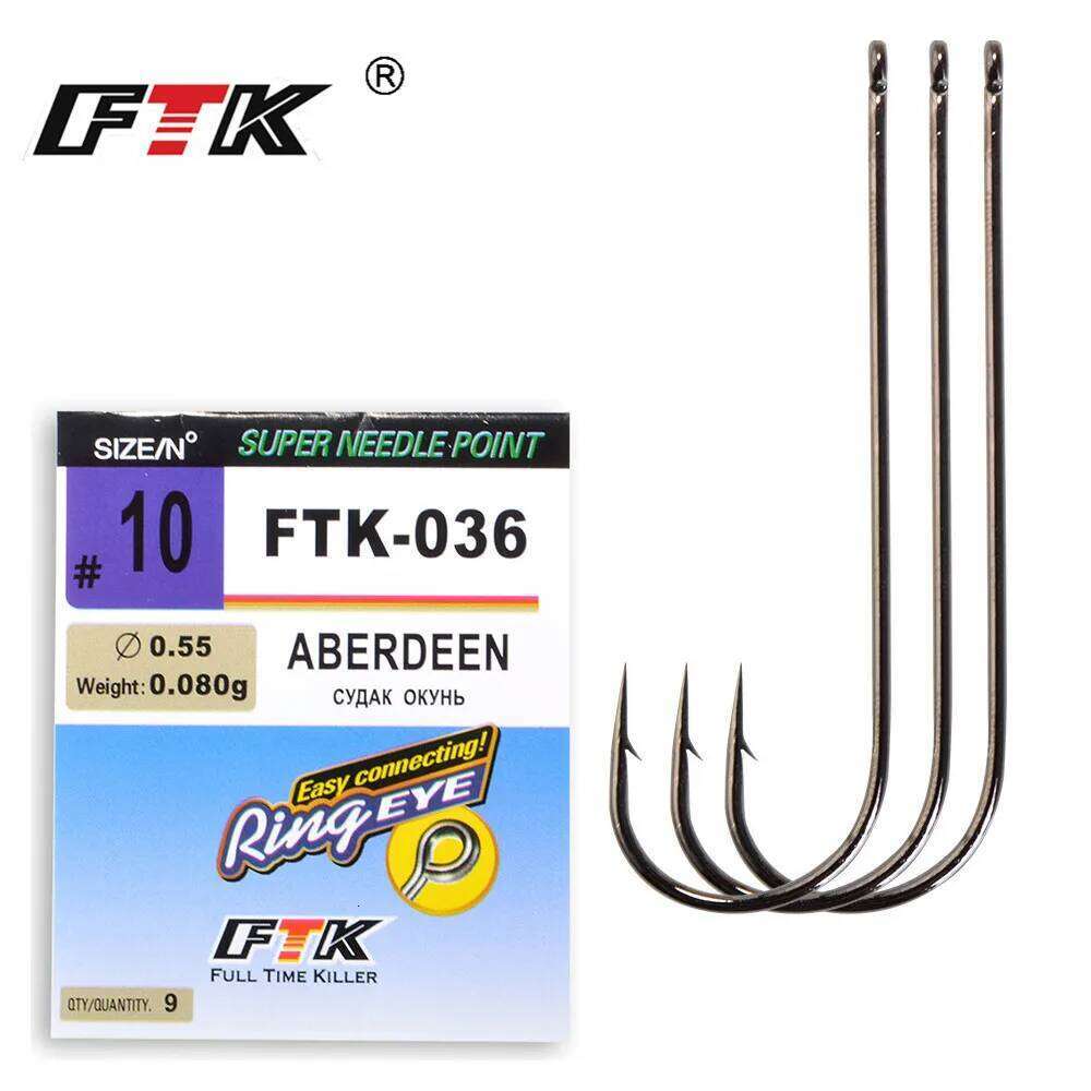 FTK Classic ABERDEEN Sea Fishing Hooks From Japan Ringed Eye High Carbon Steel 5-9Pcs/Pack Size 1-10# 1/0-4/0# Needle Point Z260228