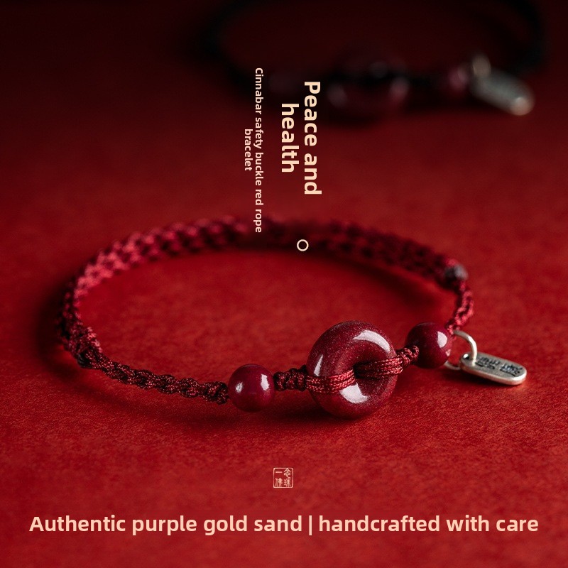 High Content Purple Gold Sand Cinnabar Bracelet Peace Buckle Lucky Jewelry for Women