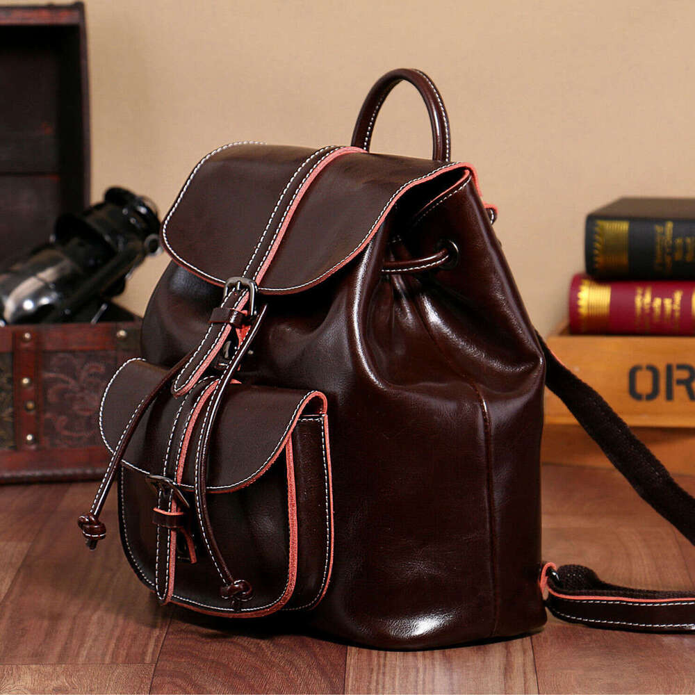 Luxury Shoulder Bags Totes Hobo New Fashion Trend Bag Genuine Women S Casual Travel Oil Wax Soft Leather Small Backpack Wholesale SENYY