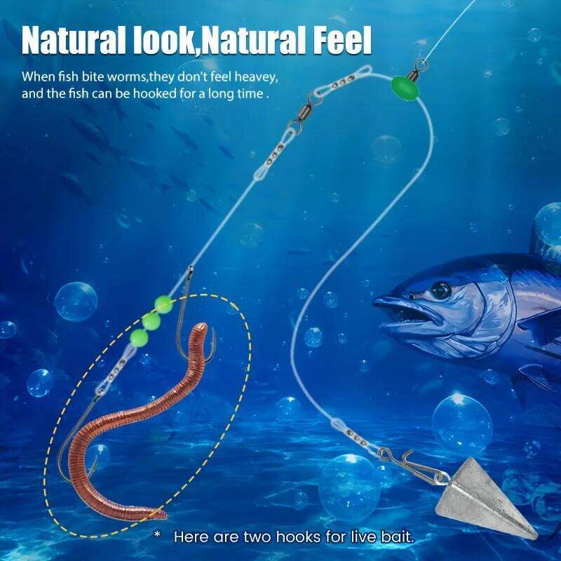 Pre-Tied Pulley Rigs Surf Fishing - Ready for Flounder, Whiting, Bass | Heavy Duty Nylon, Multiple Sizes Z260228