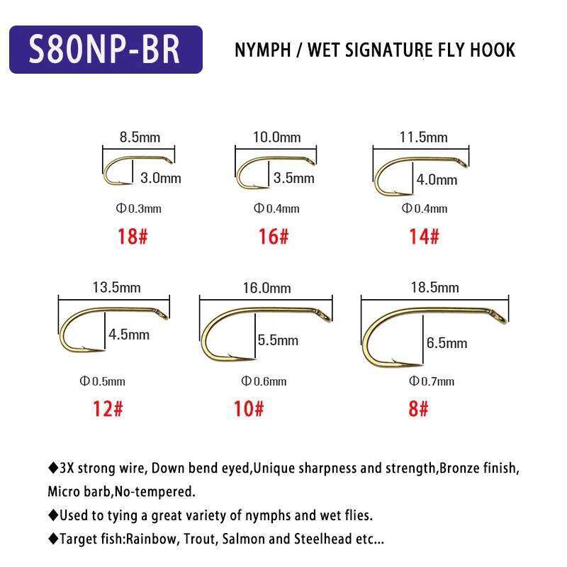 Mustad 30pcs Barbed Dry Or Wet Flies Nymph Shrimps Caddis Streamer Fly Tying Hook Saltwater Freshwater Fishing Z260228