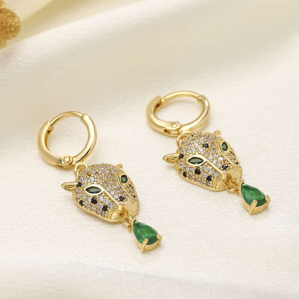 Leopard Head Pendant Earrings Designer Women's Jewelry Niche Luxury Gold-Plated Copper Earrings