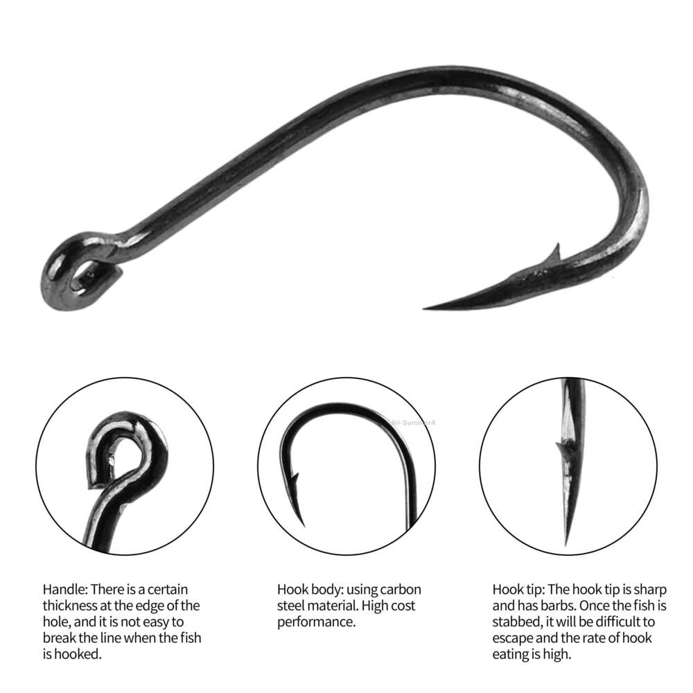 100Pcs Set Carbon Steel Single Circle Hook Fly Fishing Jip Barbed Carp Hooks Sea Tackle Accessories Z260228