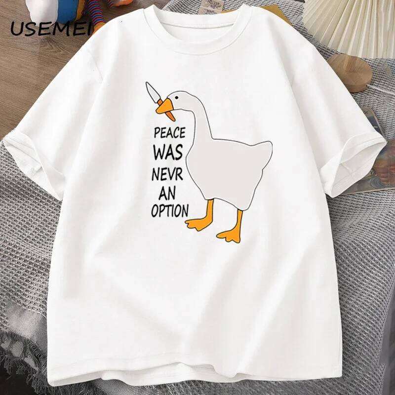 Goose Peace Was Never An Option T-shirts men women summer Cotton Tee Fashion Leisure Cool men's clothing short sleeve t shirt C260228 - view 3