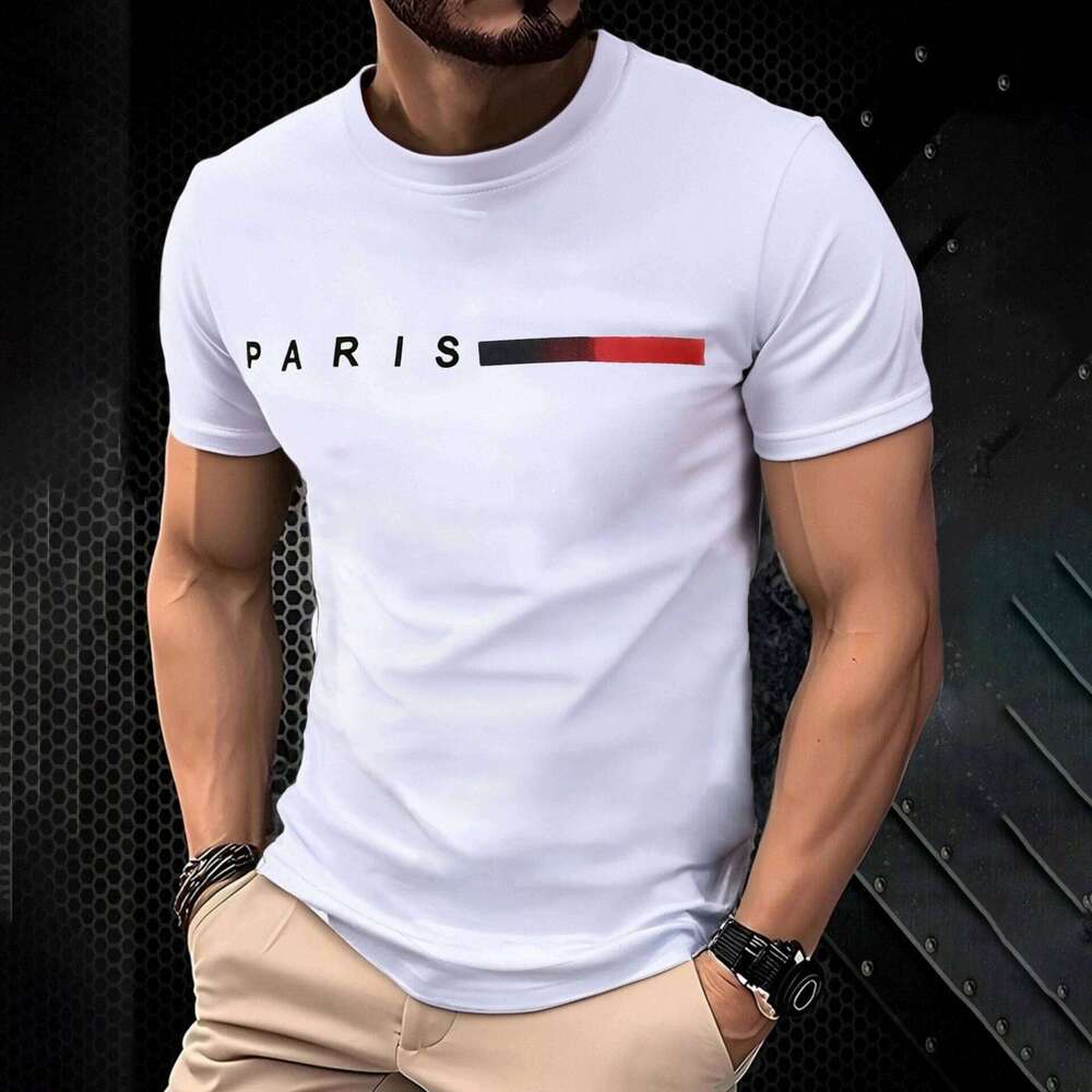 Men's casual round neck with cross design summer top daily | Minimalist style T-shirt comfortable fit C260228 - view 5
