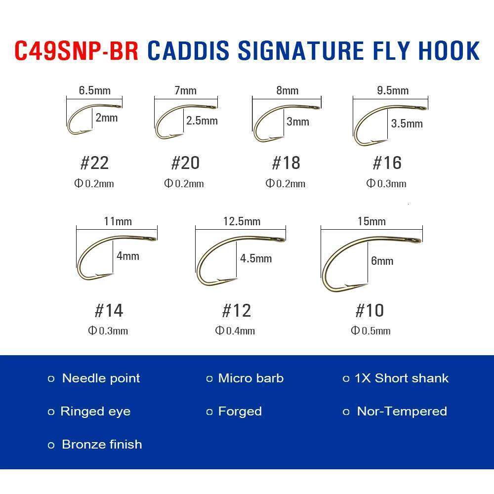 Mustad 30pcs Barbed Fly Fishing Tying Bronze Color Caddis/Eggs/Nymph/Streamer/Dry/Wet Hook for Trout Salmon Steelhead Bass Z260228