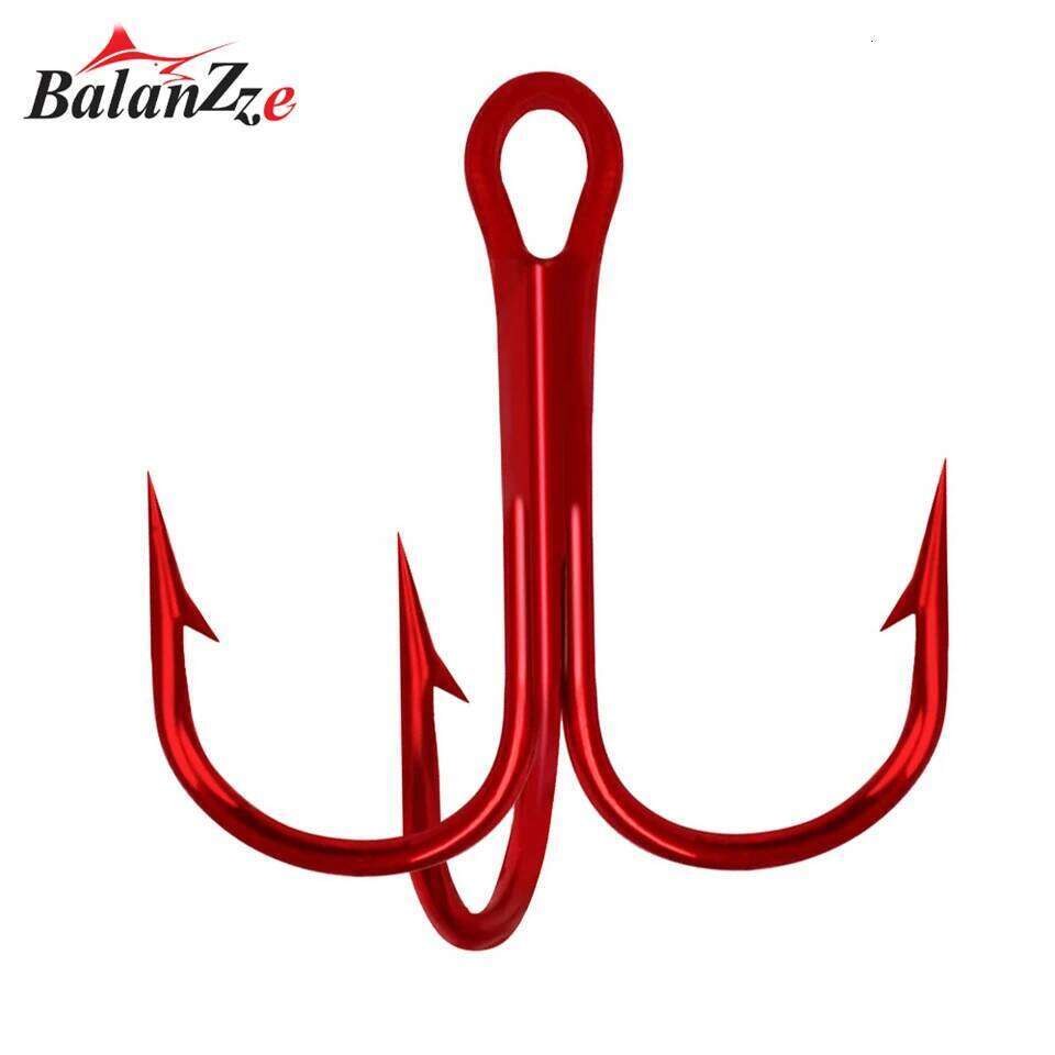 Balanzze Hooks Triple 10pcs Size 3/0-12# Anchor Barbed Treble Hook High Carbon Steel Fishing Tackle Z260228