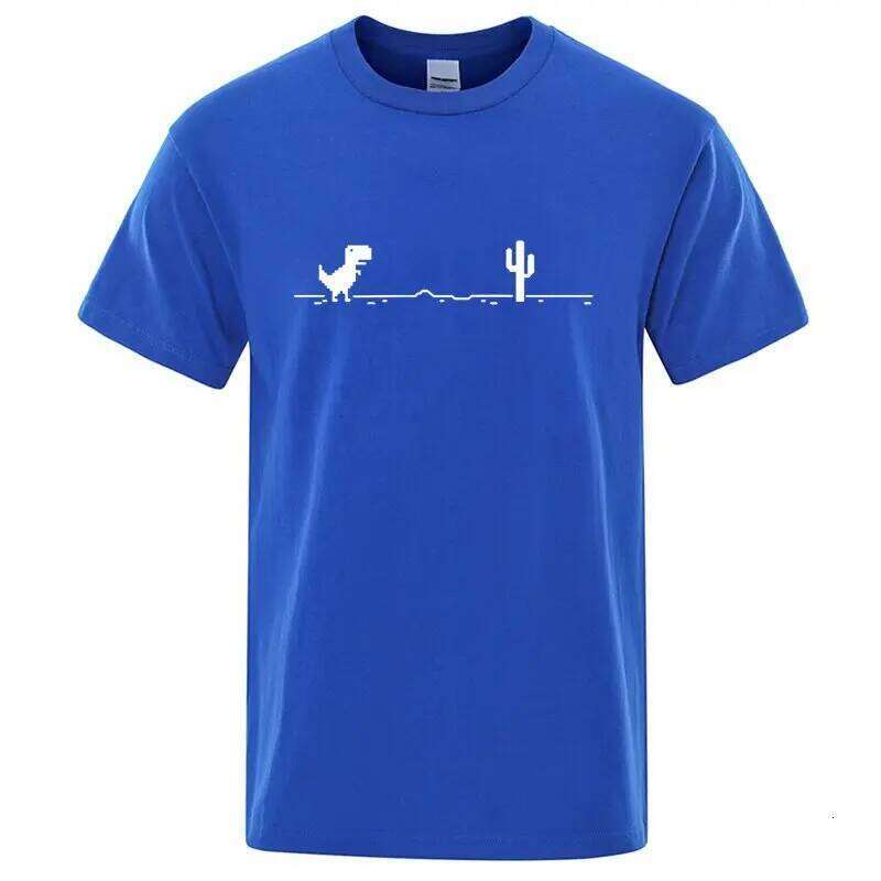 Men's High Quality 100%Cotton Funny Dinosaur Print T Shirt Loose O-neck Summer Cool Men Tshirt Short Sleeve T-shirt Male Tee Top C260228 - view 3