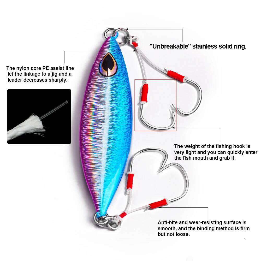 PROBEROS 2pcs Double Assist - High-Carbon Steel Hooks & Vertical Jigging Lures,Outdoor Fishing Accessories Z260228