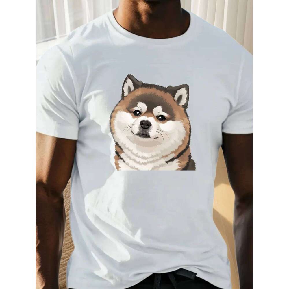 Cute Shiba Inu Dog Graphic Tee Men Casual Summer Breathable Crew Neck T-Shirt Big Tall C260228 - view 3