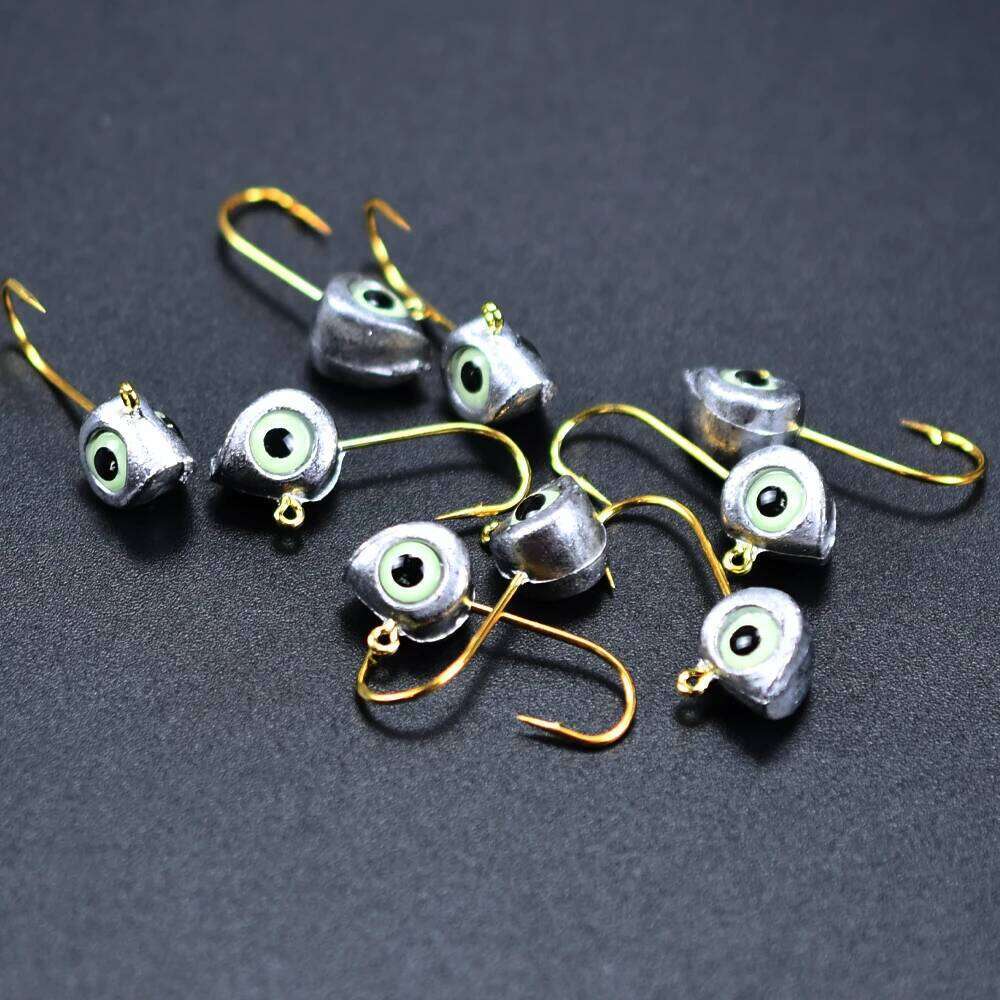 Topranc 10Pcs/Box Night Fish-Attracting 3D Fish Eye Jig Heads, Weighted Hooks, Lure Bionic Micro Baits Hooks Z260228