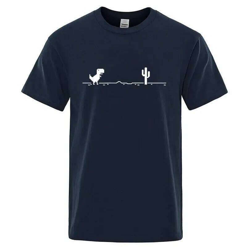 Men's High Quality 100%Cotton Funny Dinosaur Print T Shirt Loose O-neck Summer Cool Men Tshirt Short Sleeve T-shirt Male Tee Top C260228 - view 4