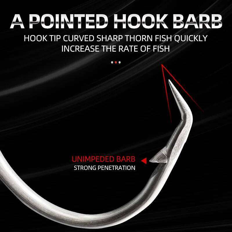 ShareShark 30pcs 39960 Barbed stainless Steel Sharp Fishing Hooks high strength saltwater fish hook for pike bass fishing tackle Z260228