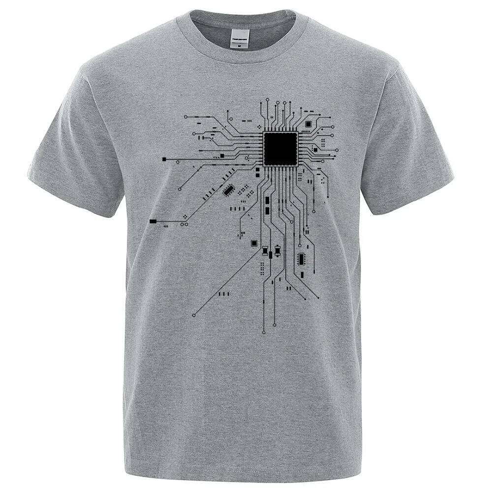 CPU Processor Circuit Diagram Summer 2D Cotton Men's Fun Top Fashion T-shirt C260228 - view 4