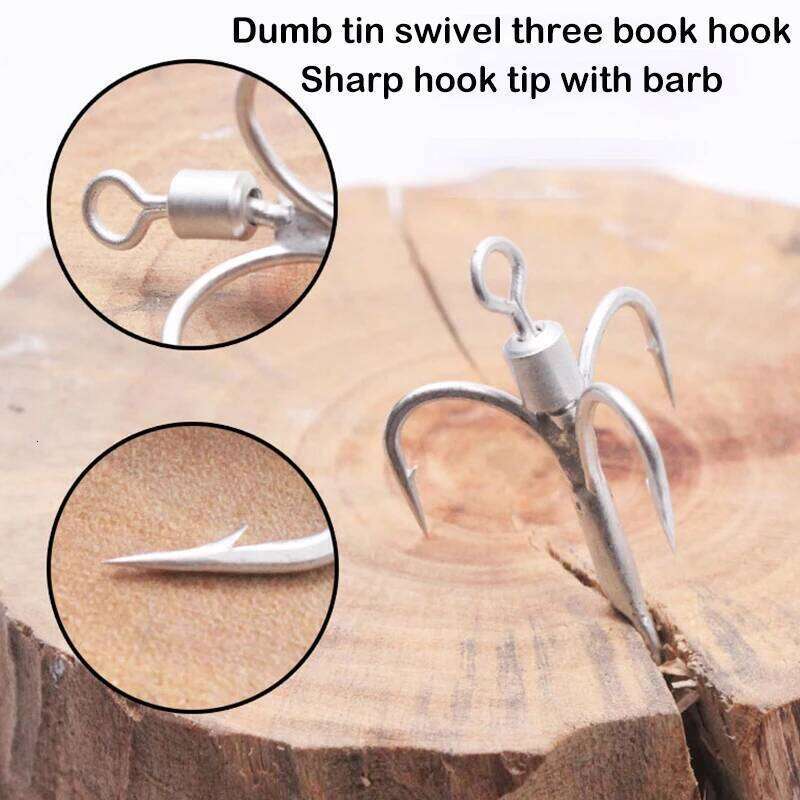 Pack Of 5 Treble Hooks With Blade Tail Spinner For Lures Baits Saltwater Fishing Z260228