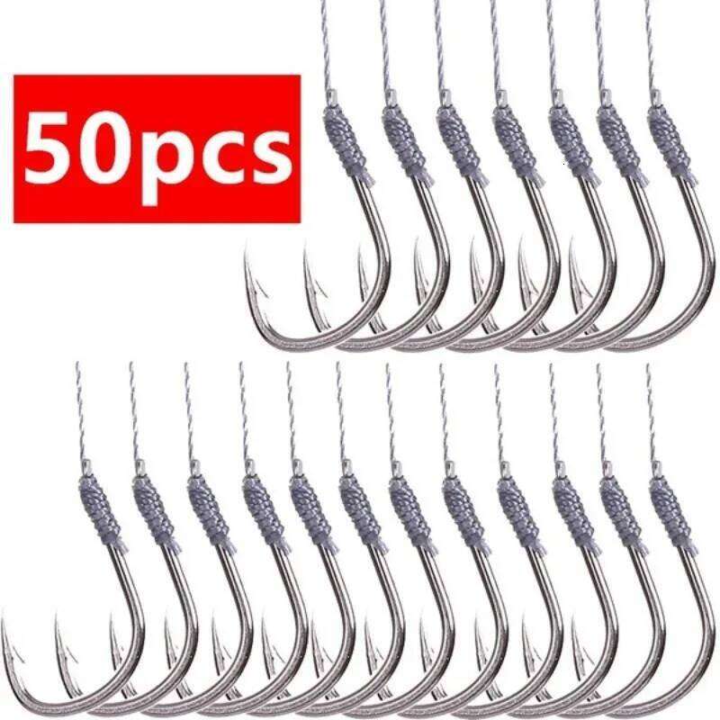 5Pack/50 Tool Tied Good Strong Horse Line Double Pair Hook Fishs Fishing Gear Accessories Sub-line Hooks Z260228