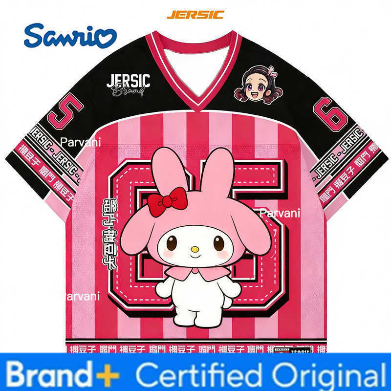 Sanrio 2026 Hello Kitty Special Edition Football Jersey Casual Sport Short Sleeve Harajuku Loose Tshirt Streetwear Kids/Adults Tops H2602281