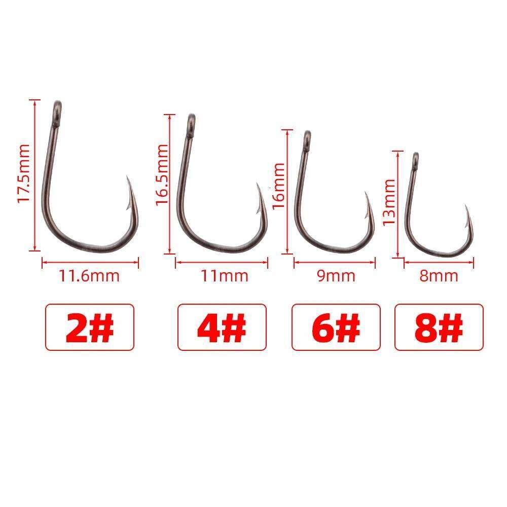 Hirisi 50pcs High Carbon Steel Carp Hooks Barbed Coated Eye Design Fishing accessories 8001 Z260228