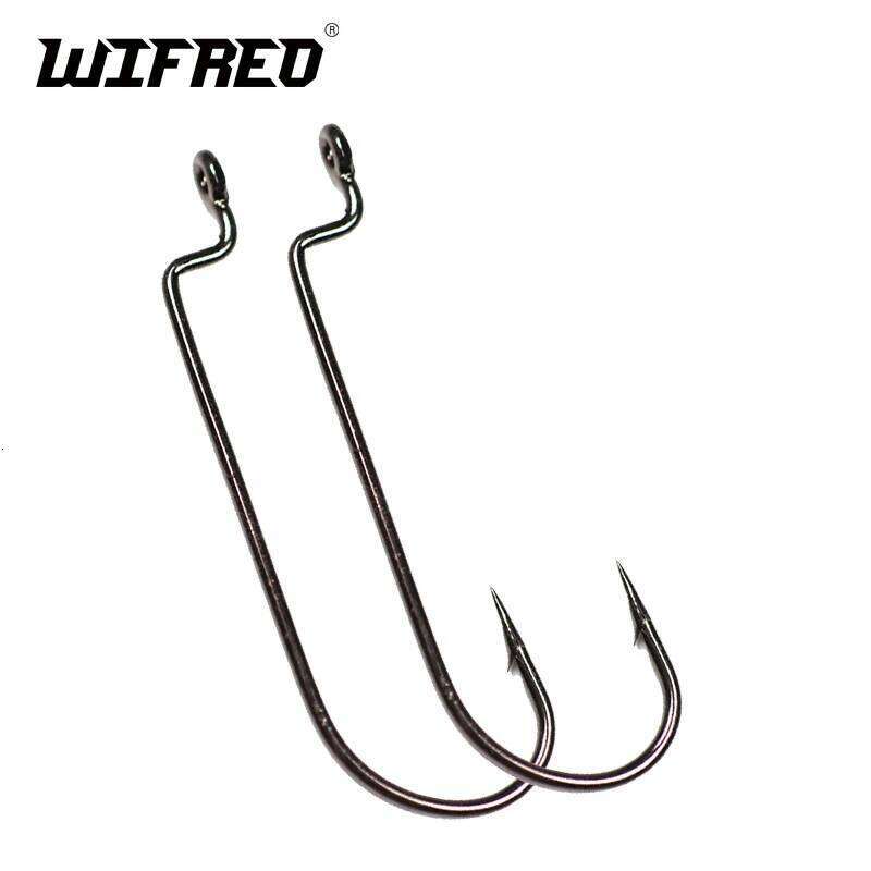 Wifreo 20PCS High Carbon Steel Soft Bait C Offset Shank Worm Hook Jig Rig Fishing Size 6 4 2 1 1/0 2/0 3/0 4/0 Z260228