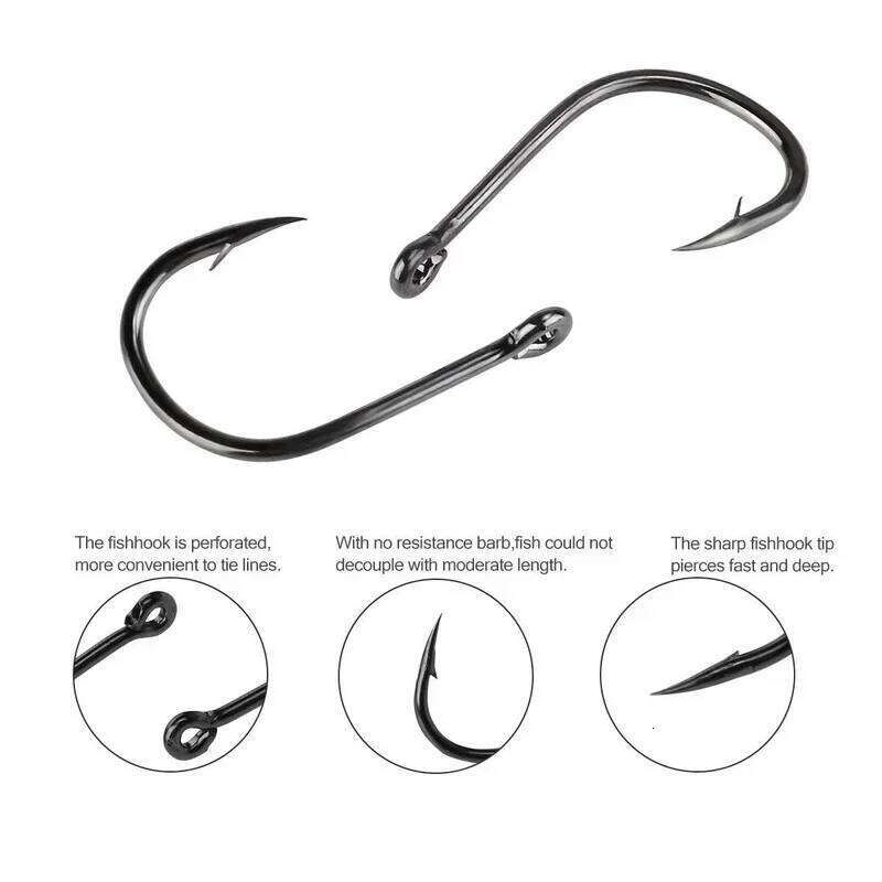 100Pcs/box #3~#12 High Carbon Steel Hooks, Sport Circle Silver Fishing Hooks Z260228