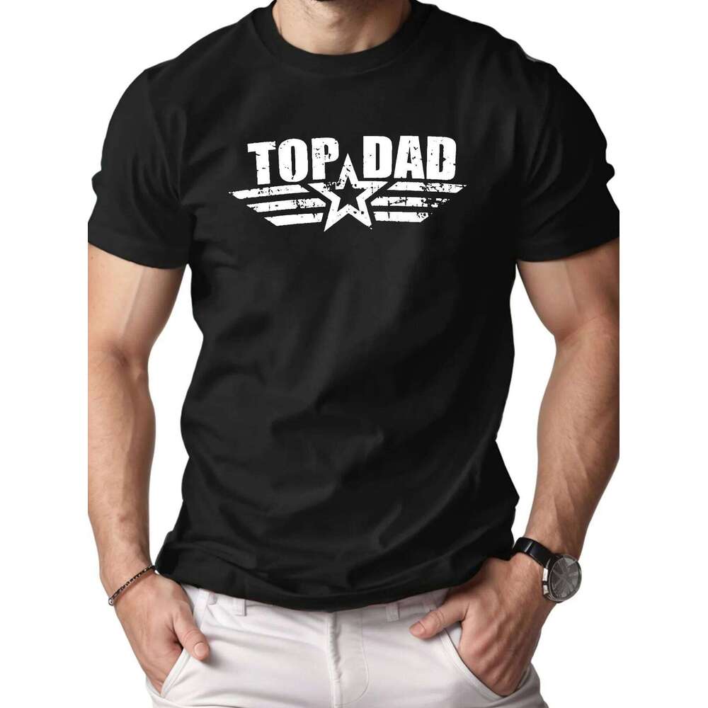 Men's 100% pure cotton fashionable casual comfortable loose dad print sports round neck short sleeved T-shirt top C260228 - view 3