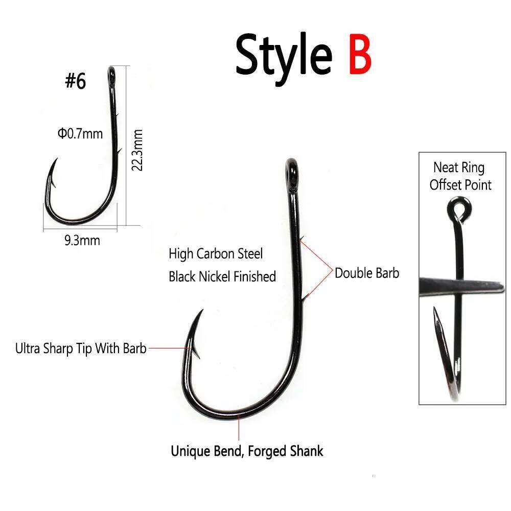 50PCS High Carbon Steel Barbed Hook Baitholder Fishing Hooks Worm Pond Fish Bait Holder Size 10 12 14 1/0 2/0 3/0 4/0 5/0 Z260228