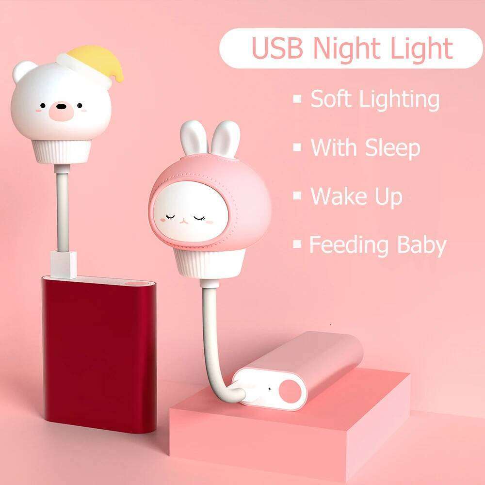 USB Cartoon Cute Night With Remote Control Babies Bedroom Decorative Feeding Light Bedside Tabe Lamp Xmas Gifts For Kids Z260227