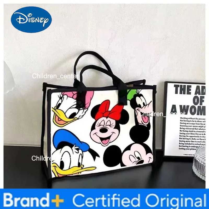Disney 2025 New Minnie Fashion Cartoon Canvas Large Capacity Womens Shoulder Bag Commuting Casual Versatile Tote Crossbody Bag H260228