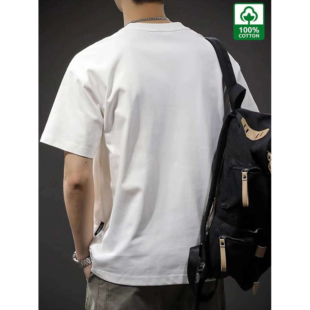 Men'S Casual100% Cotton T-Shirt with Alphabet Print, Crew Neck, Short Sleeve, Regular Fit - Offset Print Comfort Tee C260228 - view 7