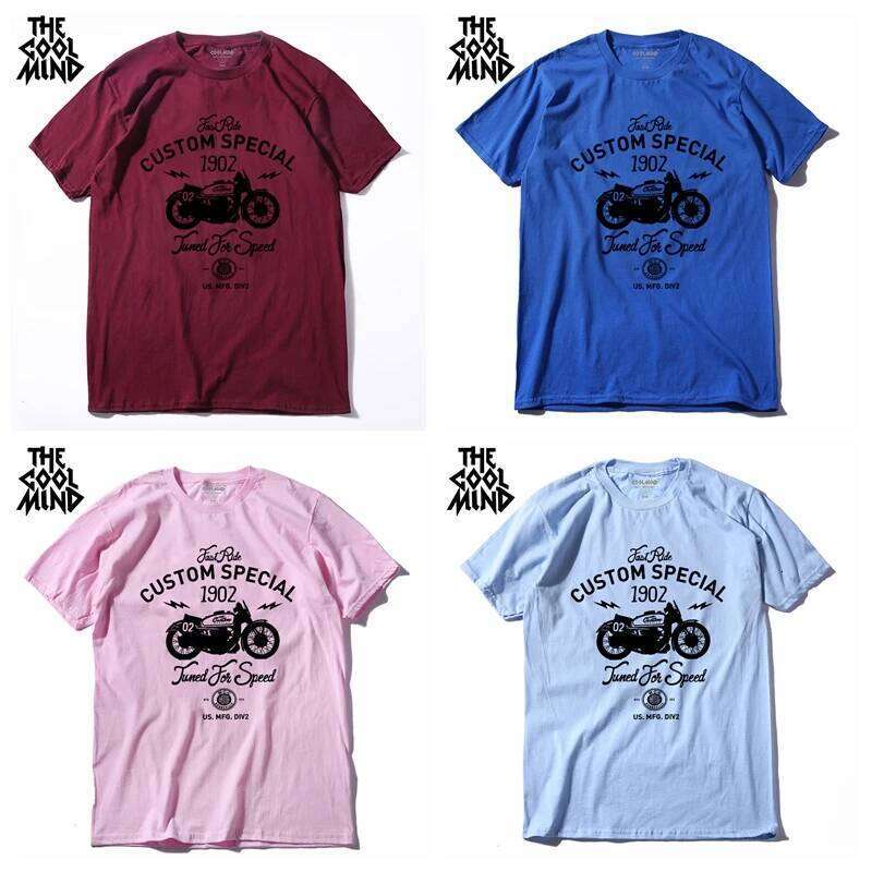 COOLMIND MO0311 100% Cotton Short Sleeve Special Motor Print T Shirt Casual Cool Tshirt Summer o-neck Men t-shirt Pthd C260228 - view 4