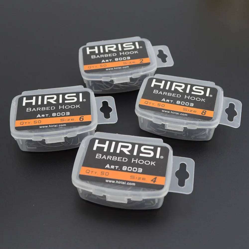 Hirisi 100pcs Carbon Steel Barbed Carp Hooks PTFE Coated With Original Box High Quality Fishing Accessories Novelties 8003 Z260228