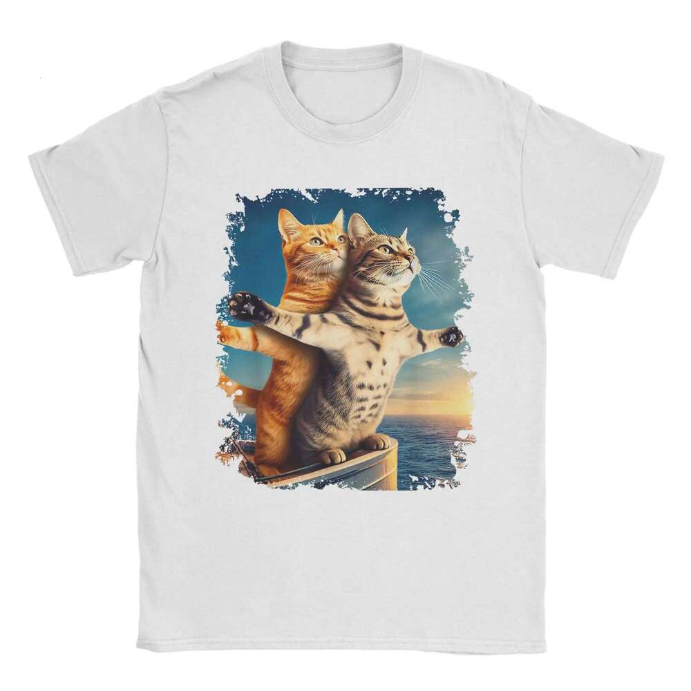 Meme for Kids Girls Funny Cat Titanic T Shirts Men T-Shirts O Neck Tee Shirt Short Sleeve Tops Gift Idea C260228 - view 5