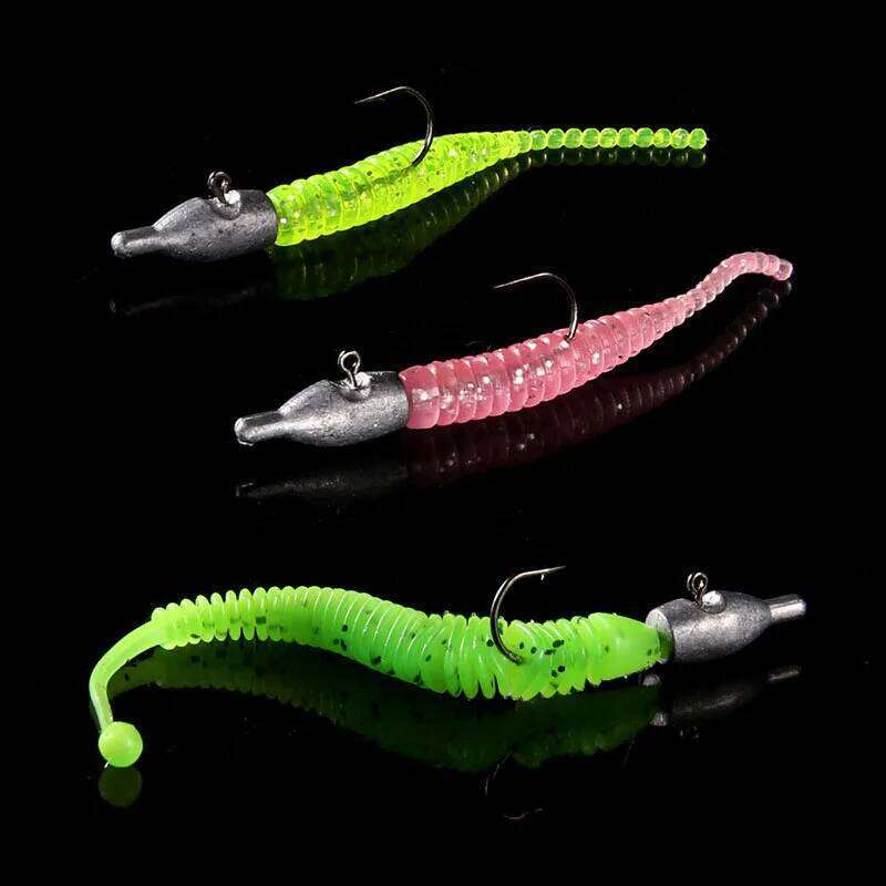 HISTOLUIRE Head Worm 10pcs AJING Barbed Trout Soft Lure Rockfish Bait Jig Fishing Hook Z260228