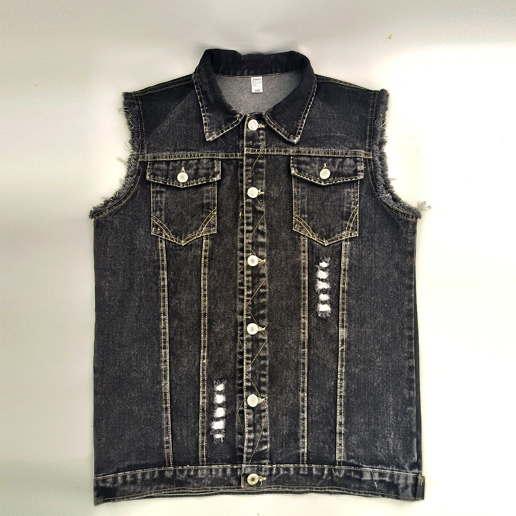 Men's Vests Mens Punk Denim Black Skull Embroidery Waistcoat Slim Fit Fashion Jeans Sleeveless Jacket Male Vest Tops 230620